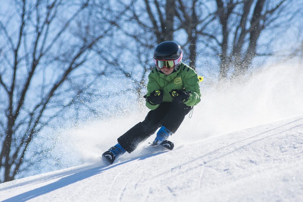 boy skiing during a ski trip