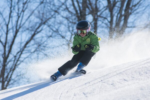 boy skiing during a ski trip